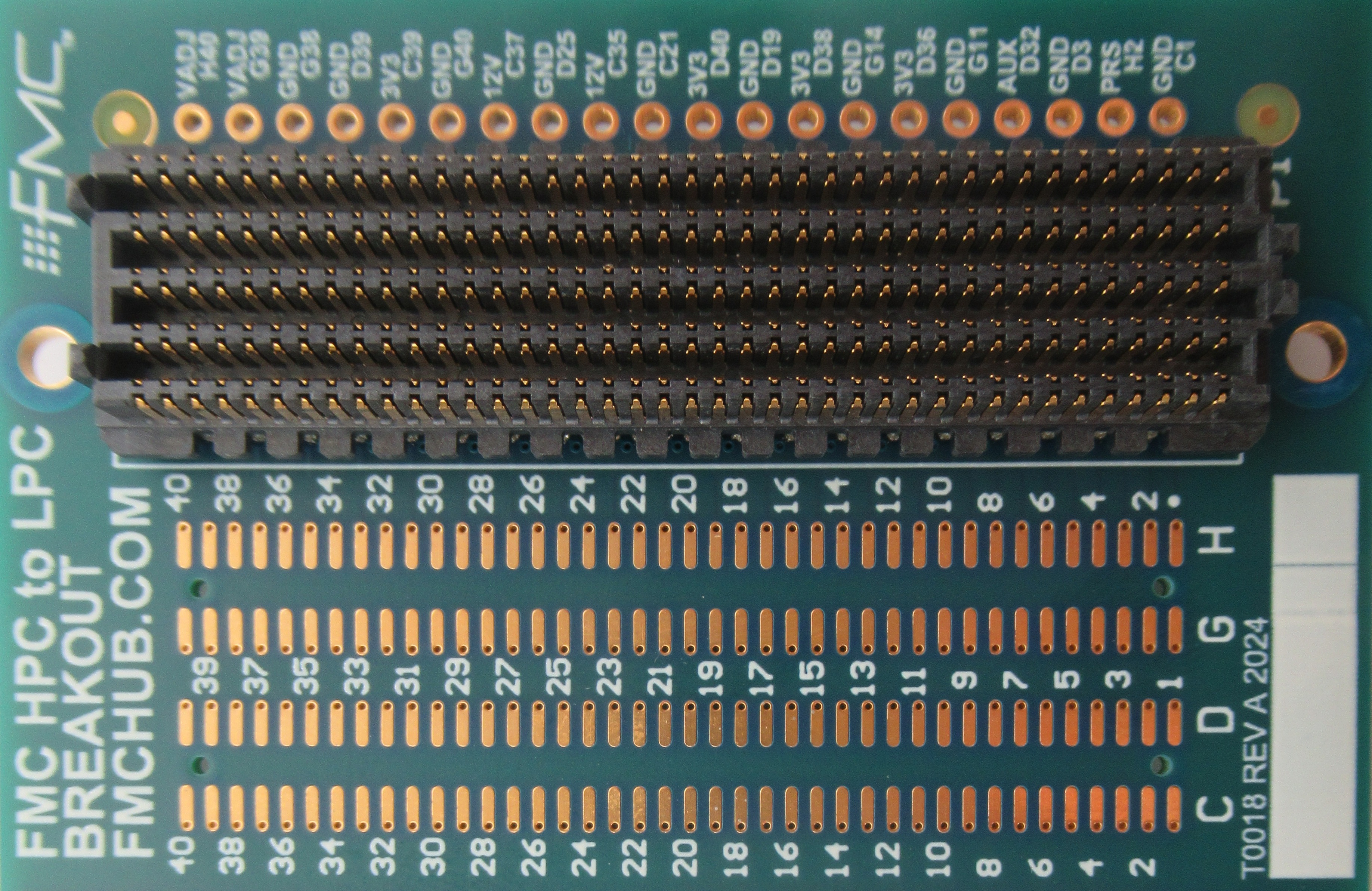 FMC HPC to LPC Breakout board with array of pads