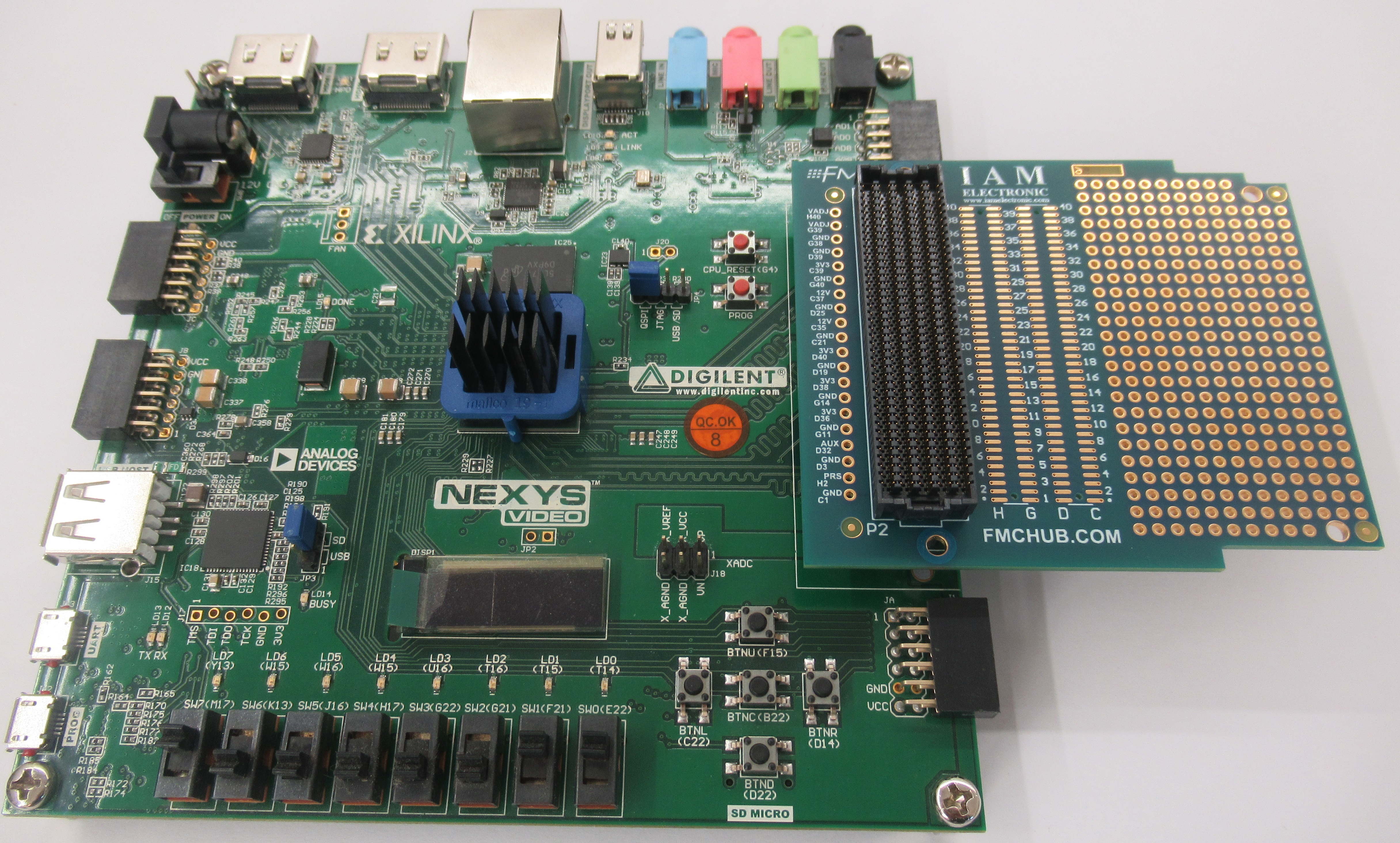 FMC HPC to LPC Breakout board with separate power pin vias