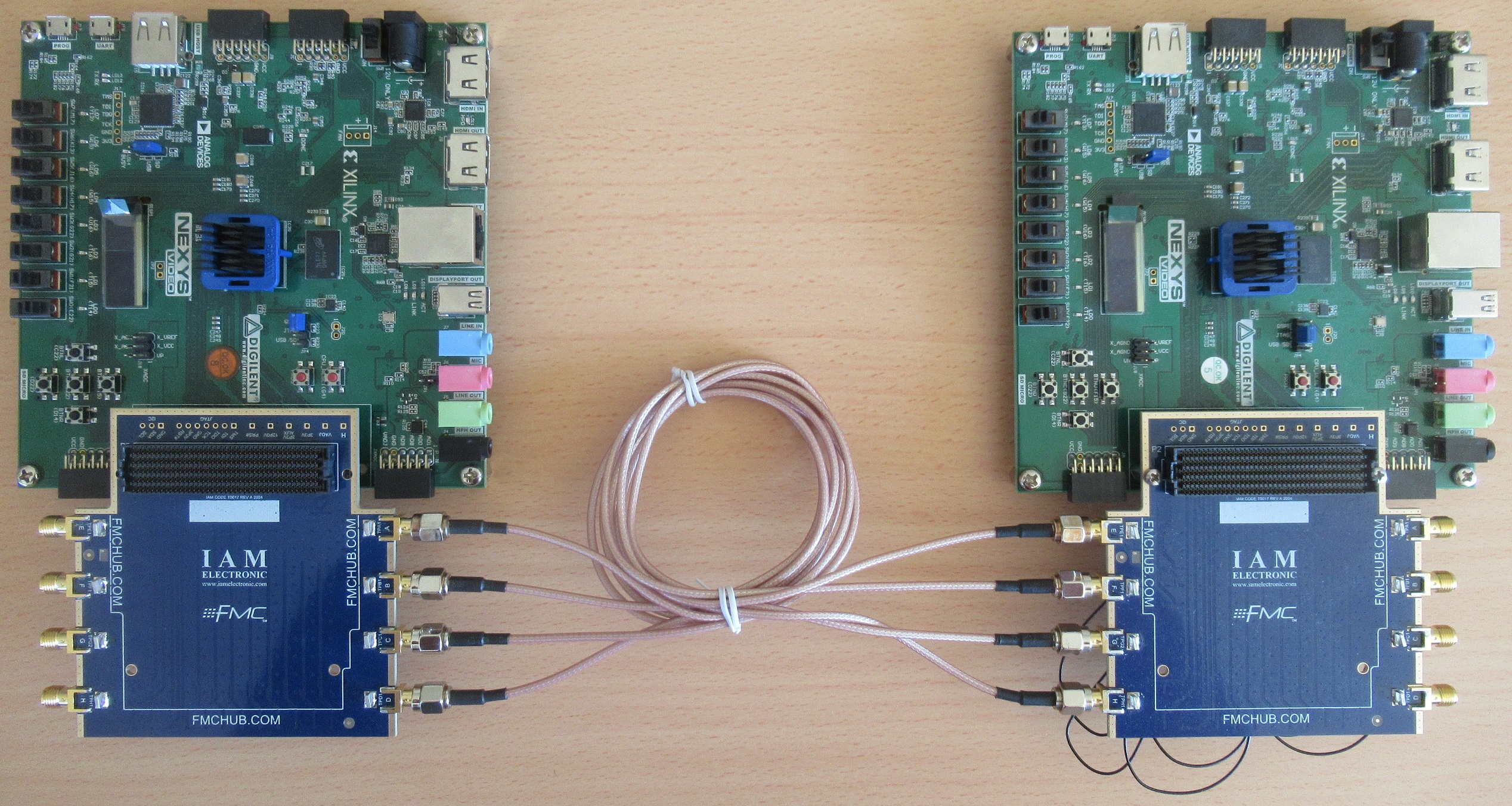FMC HPC-U.FL Debug Board with Board-to-Board Interconnection Example