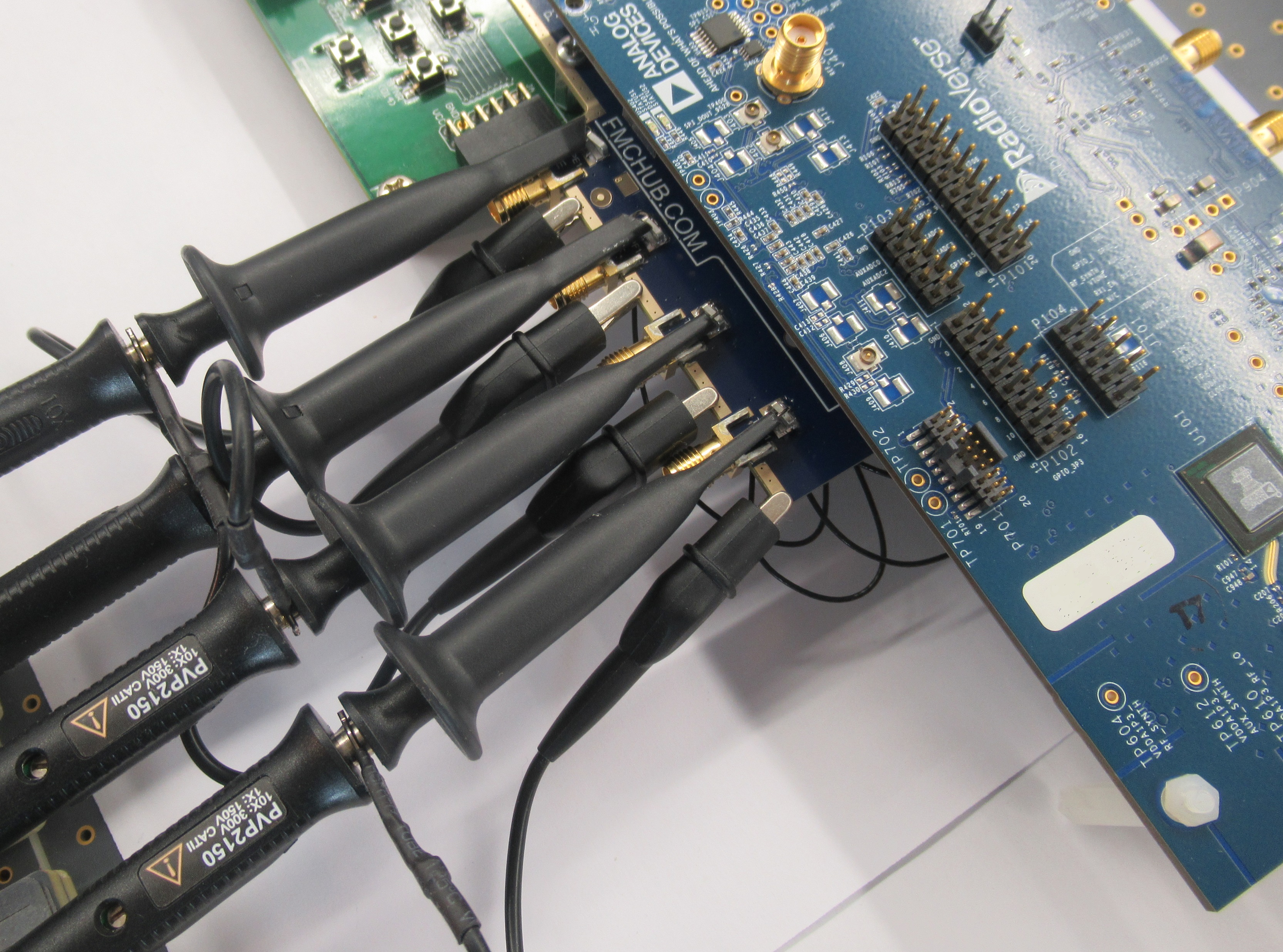 FMC HPC-U.FL Debug Board with Oscilloscope Probing via Clamp Connectors