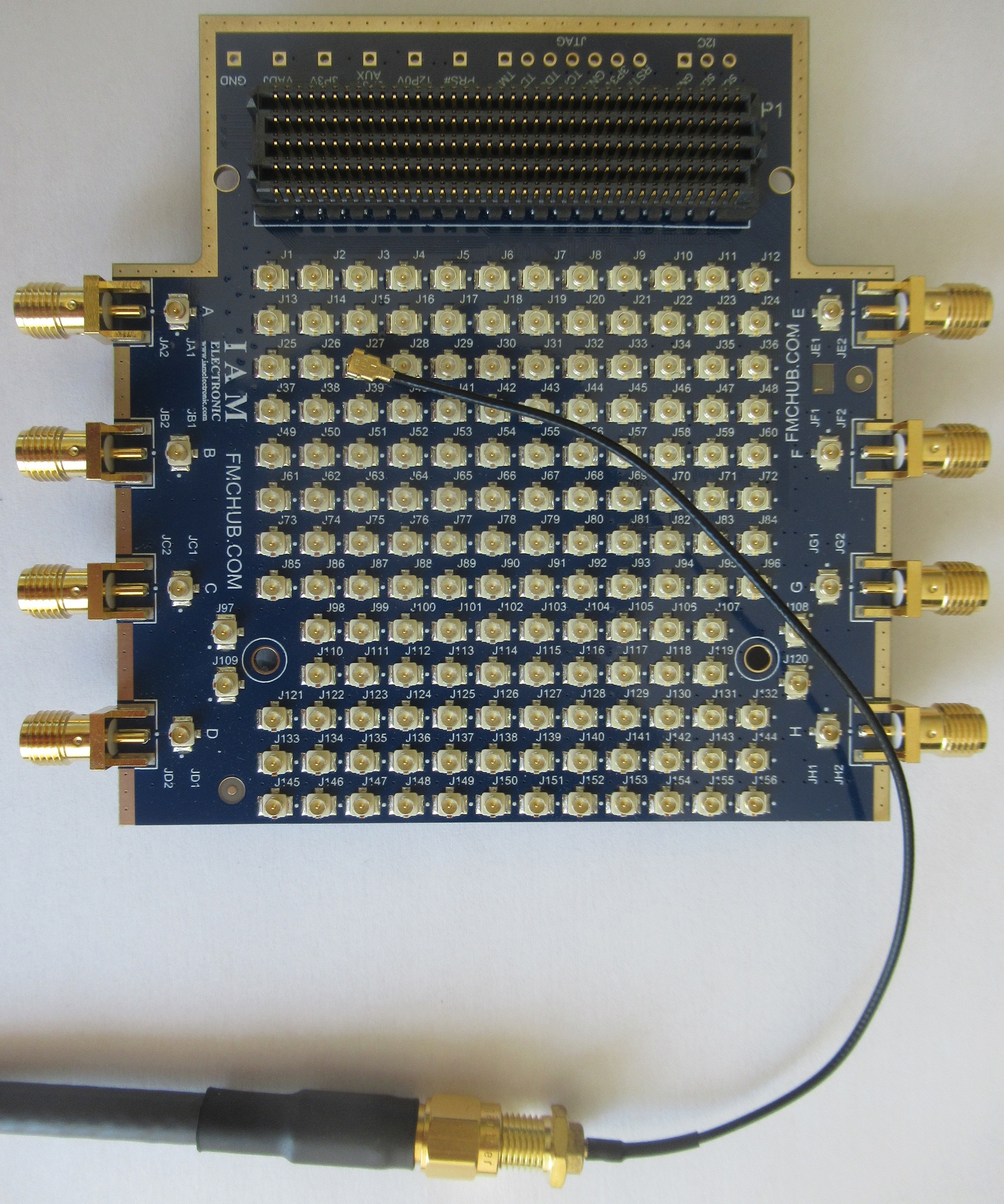 FMC HPC-U.FL Debug Board with High-Speed Probing via U.FL to SMA Adapter