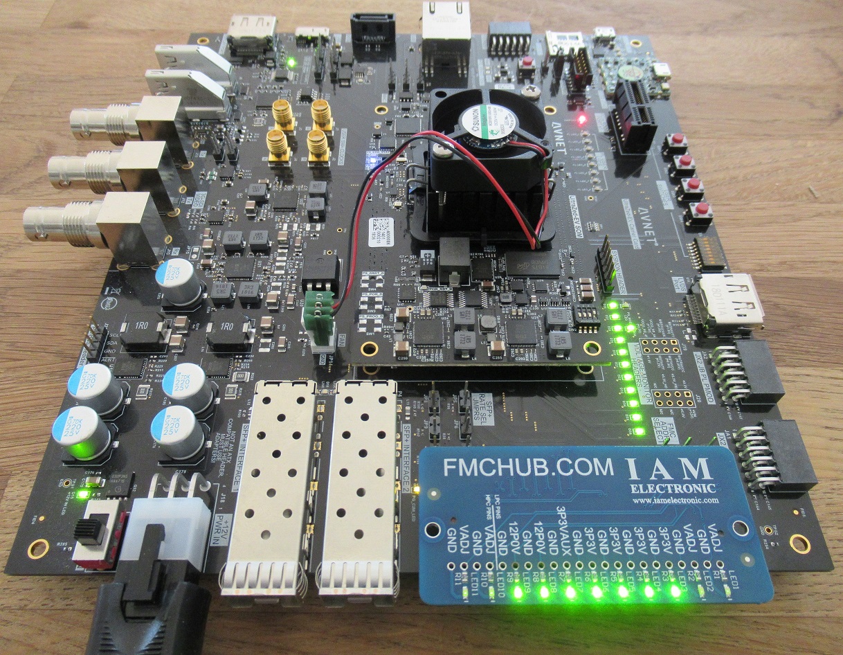 FMC Loopback Module plugged on HPC carrier board (turned on)